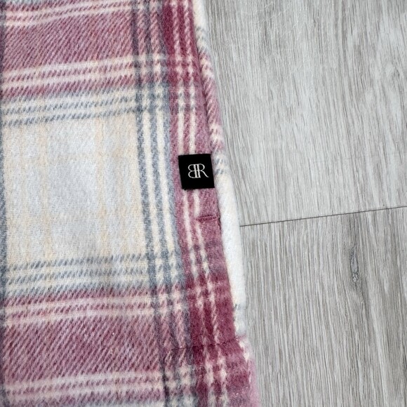 Banana Republic Oversized Shacket Pink Plaid Wool Blend Shirt Jacket Women's M - Picture 6 of 11